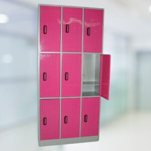 Locker metálico 9 casillas, con seguridad, para almacenamiento de objetos personales, cascos para moto