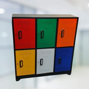 Locker metálico 6 casillas, con seguridad, para almacenamiento de objetos personales, especial para colegios y jardines, para niños