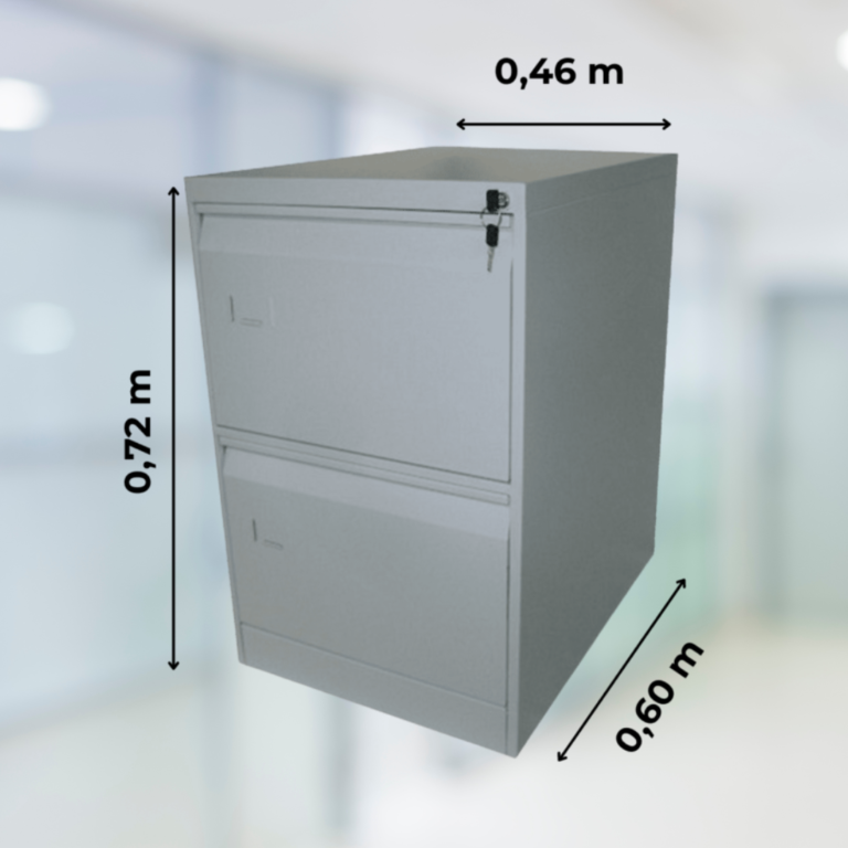 Archivador vertical 2 gavetas, cerradura lateral. Gris