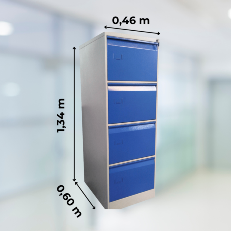 Archivador vertical 4 gavetas, con medidas color azul